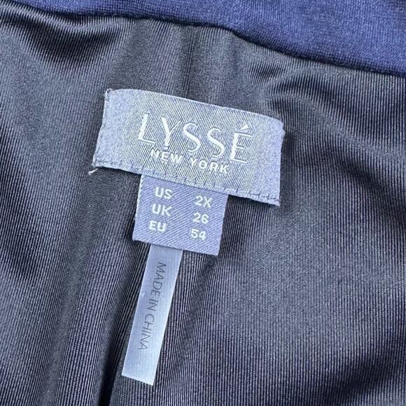 Lysse Brush Petals True Navy Wide Leg Cropped Ponte Pull On Pants Plus 2X - Picture 12 of 14